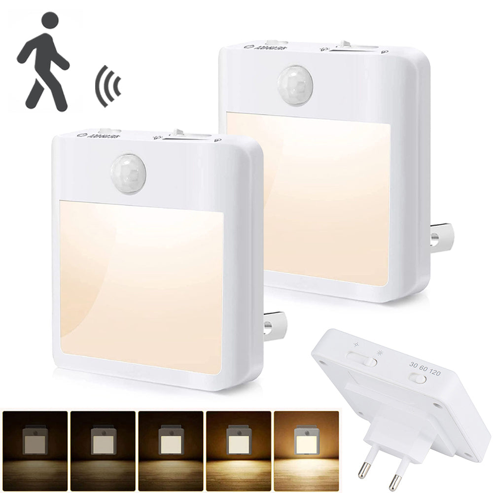 Plug in LED Motion Sensor Night Lights for Kids Bedroom Auto Dusk to Dawn Sensor Dimmable Wireless Cabinet Lamp Decor