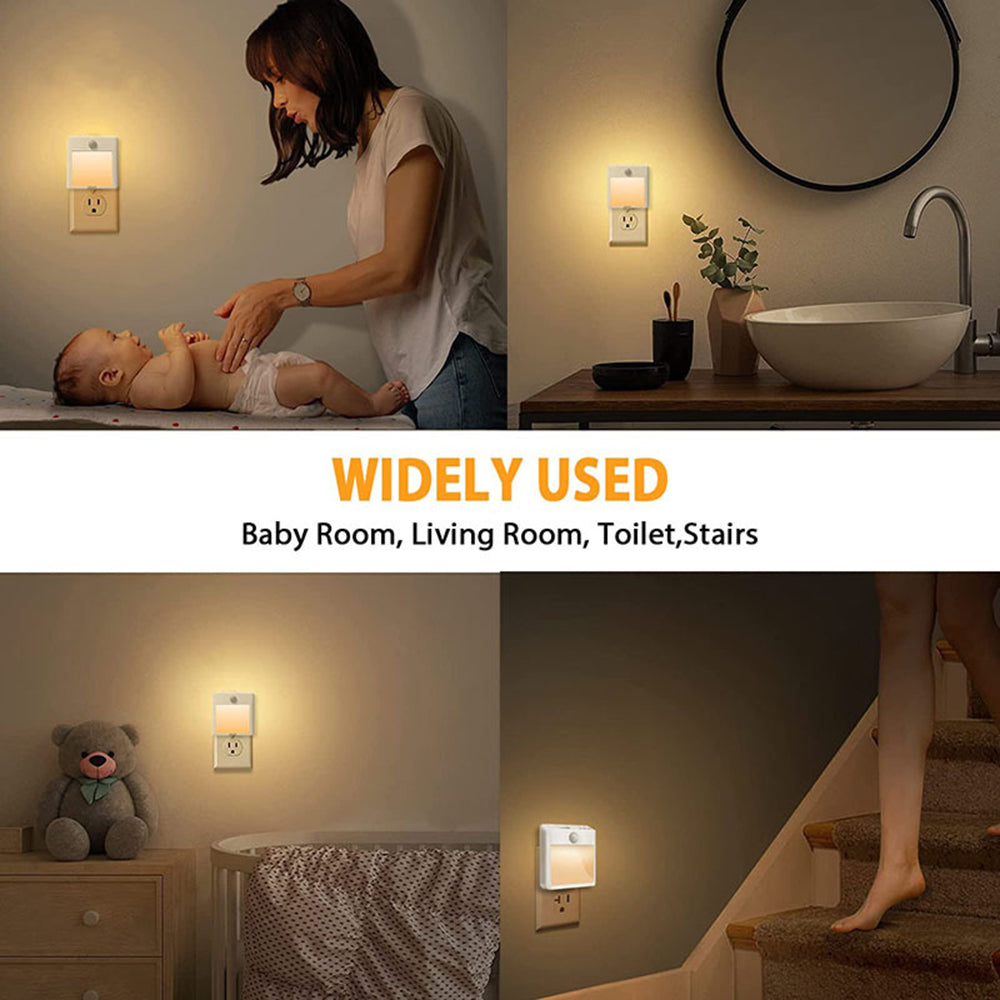 Plug in LED Motion Sensor Night Lights for Kids Bedroom Auto Dusk to Dawn Sensor Dimmable Wireless Cabinet Lamp Decor