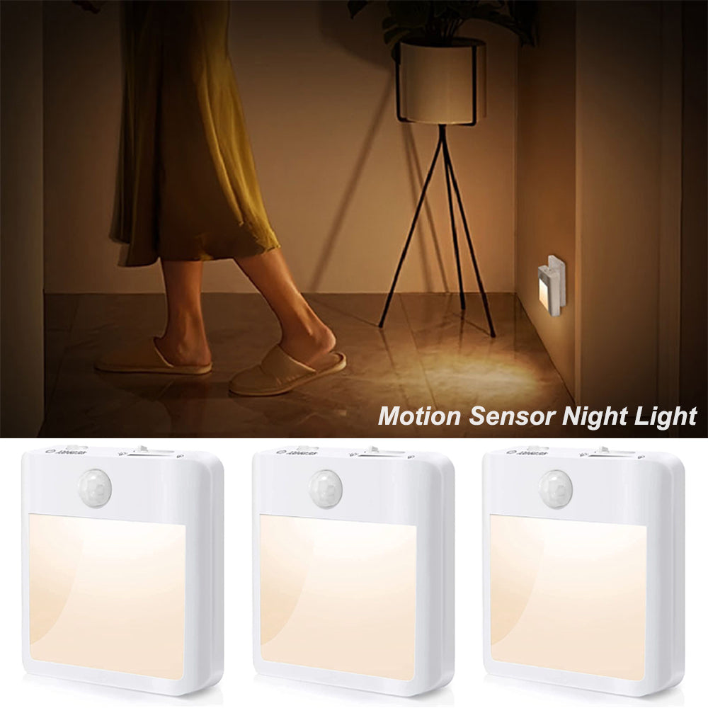 Plug in LED Motion Sensor Night Lights for Kids Bedroom Auto Dusk to Dawn Sensor Dimmable Wireless Cabinet Lamp Decor