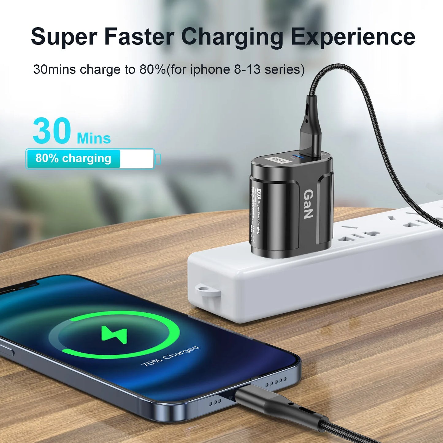 65W USB Charger Plug Fast Charging Tablet Laptop USB C Quick Charge QC 3.0 Mobile Phone Charger Travel