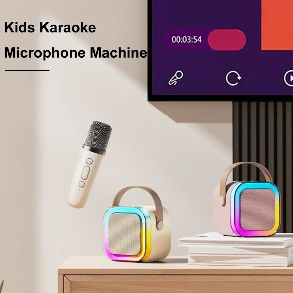 Bluetooth K12 Karaoke Machine Portable  5.3 PA Speaker System with 1-2 Wireless Microphones Home Family Singing Children's Gifts