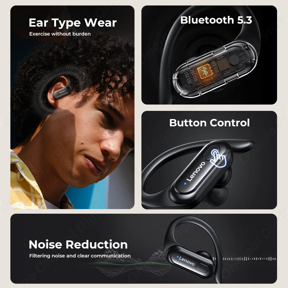 Lenovo XT60 TWS Bluetooth 5.3 Earphones with Mic Wireless Headphones Button Control Noise Reduction Sport Waterproof Headsets