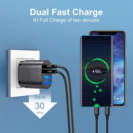 48W 3A QC3.0 AU Plug USB Mobile Phone Charger For iPhone , Samsung 4 Port Fast Wall Chargers