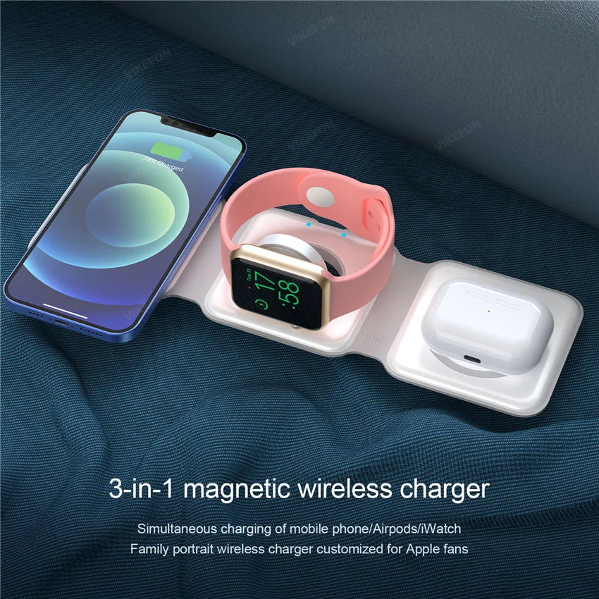 3 in 1 Magnetic Wireless Charger Stand for iPhone , Apple Watch , AirPods