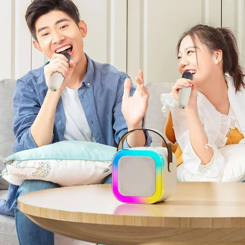 Bluetooth K12 Karaoke Machine Portable  5.3 PA Speaker System with 1-2 Wireless Microphones Home Family Singing Children's Gifts