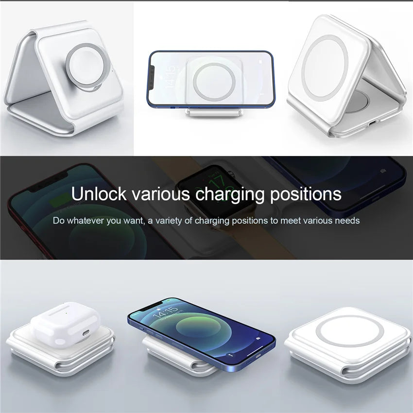 3 in 1 Magnetic Wireless Charger Stand for iPhone , Apple Watch , AirPods